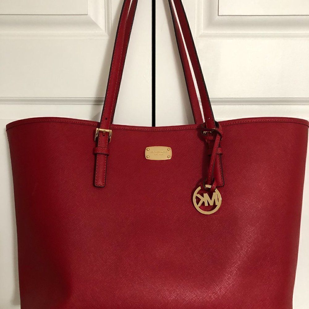 Michael Kors Jet Set Medium Tote Bag Red‎ - Picture 10 of 16